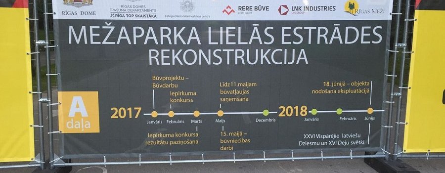 Būvniecība Mežaparkā: daļēji slēgta centrālā aleja, uzstādīts žogs