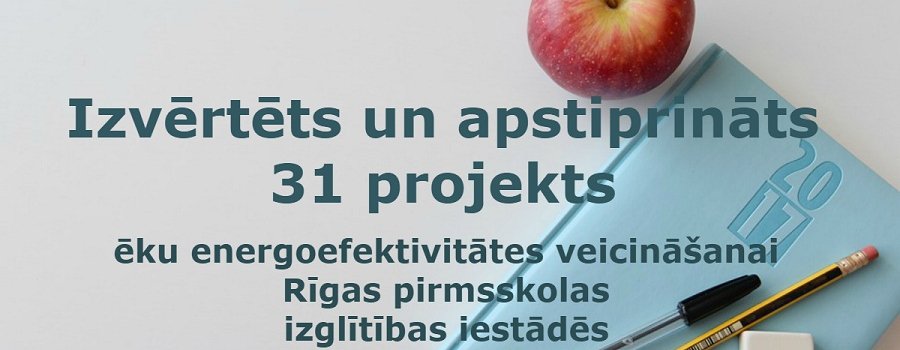 Izvērtēts un apstiprināts 31 projekts ēku energoefektivitātes veicināšanai Rīgas pirmsskolas izglītības iestādēs