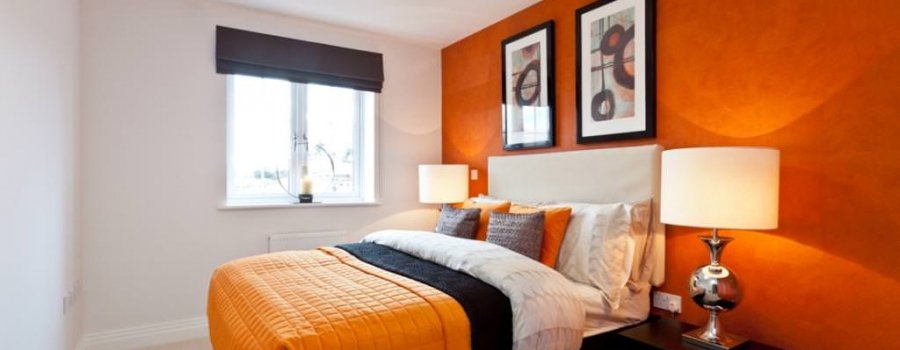 Дизайн спальни в оранжевых тонах