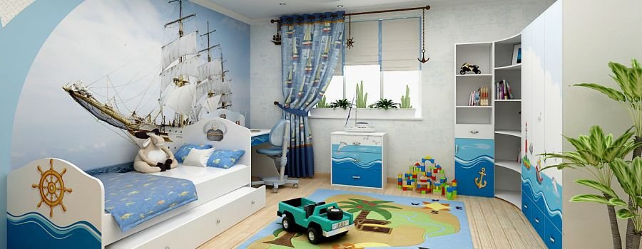 Bērnu istaba jūras stilā