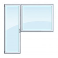 Двухстворчатое пластиковое окно 1500x1380Хрущвка кирпичная